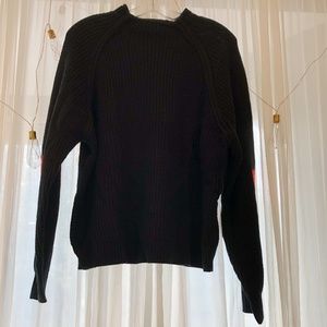 Red Heart Elbow Patch Black Sweater